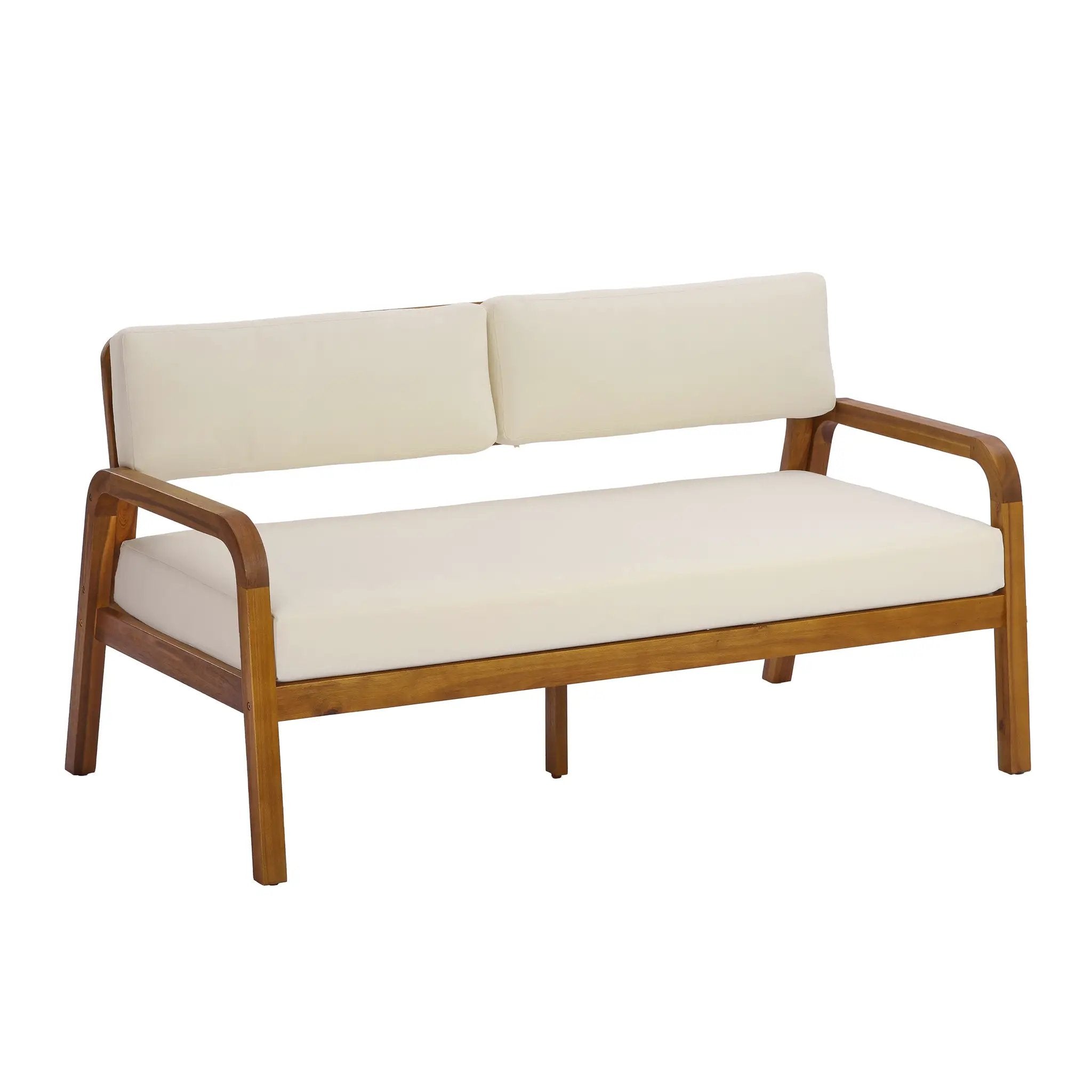 2-Pieces Outdoor Sofa Set with Cushions Teak Acacia Wood by HouseOfZazla