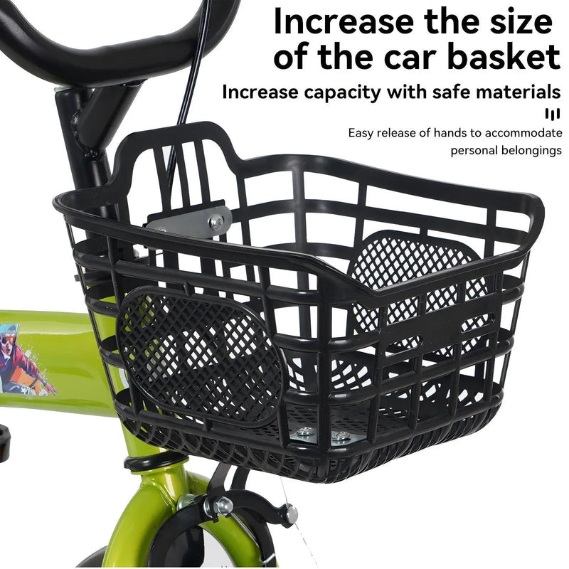 Fkznpj - 18" Sporty Kids Bike With Training Wheels And Stand Adjustable Saddle Suitable For Boys And Girls Aged 5 - 10 Years Tall Height 39 - 49" Available In A Variety Of Colors by HouseOfZazla
