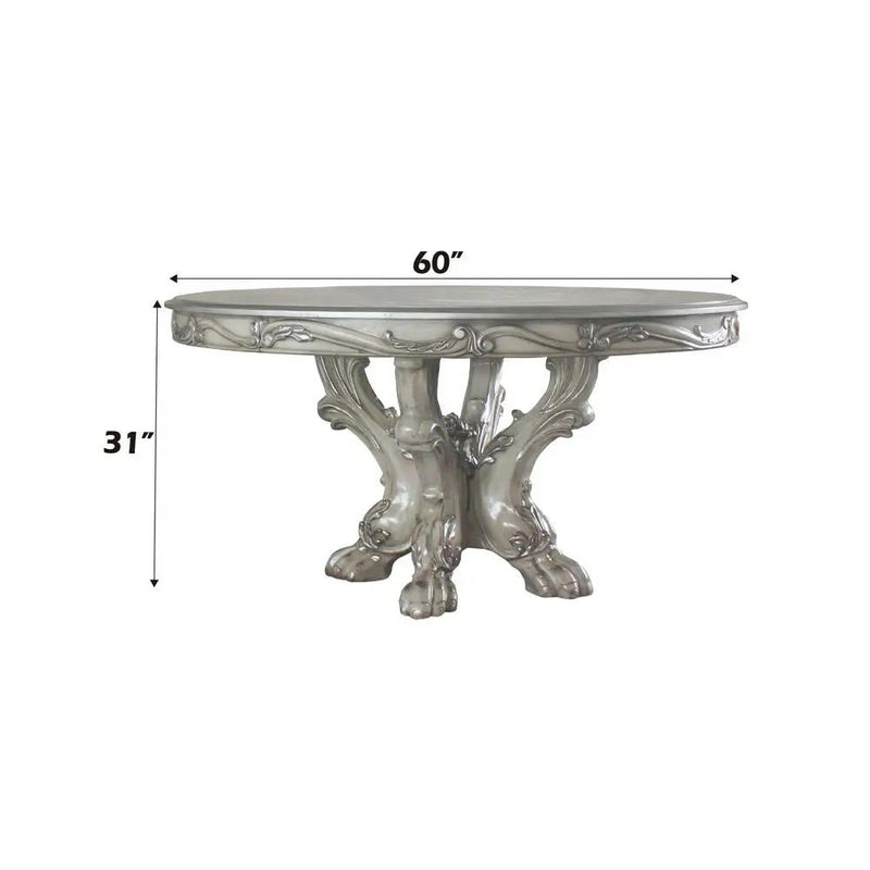 Dresden - Round Pedestal Dining Table - Vintage Bone White by Unique Piece Furniture