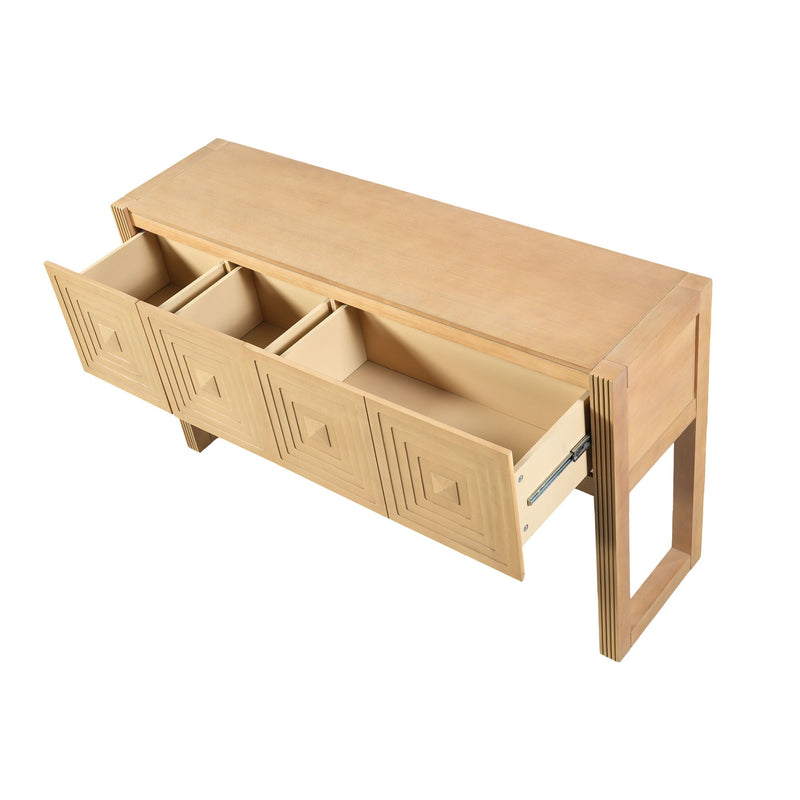 Geometric Carved Console Table With 3 Soft Close Drawers by HouseOfZazla
