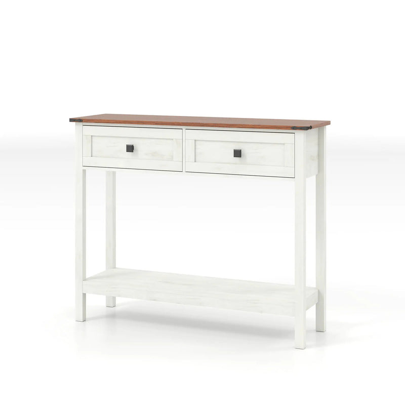 Farmhouse Style Console Table With 2 Drawers And Bottom Storage Shelf by Unique Piece Furniture