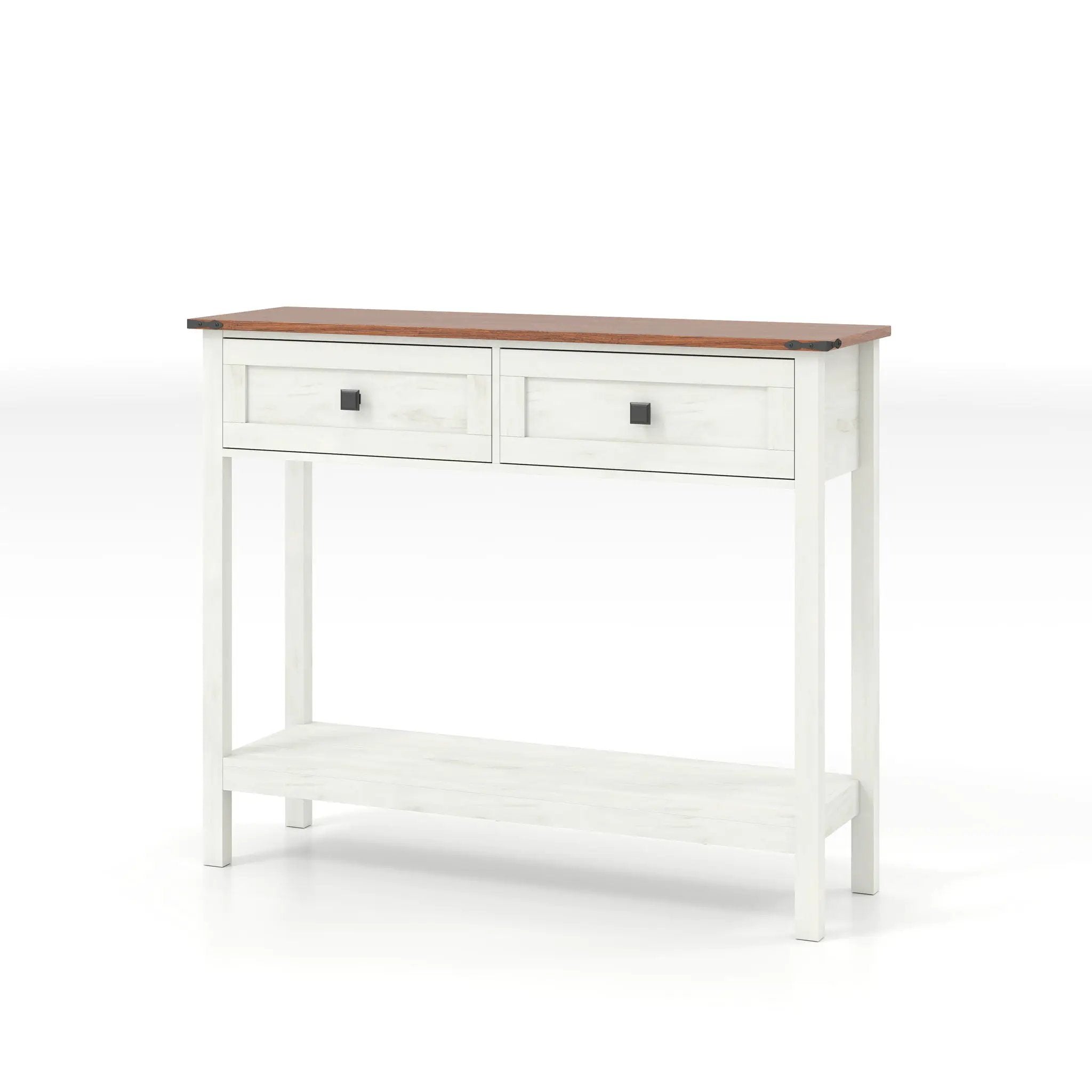 Farmhouse Style Console Table With 2 Drawers And Bottom Storage Shelf by HouseOfZazla