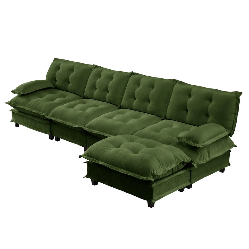 138" L Shaped Modern Sofa Modular Sectional Cloud Couch with Ottoman by HouseOfZazla