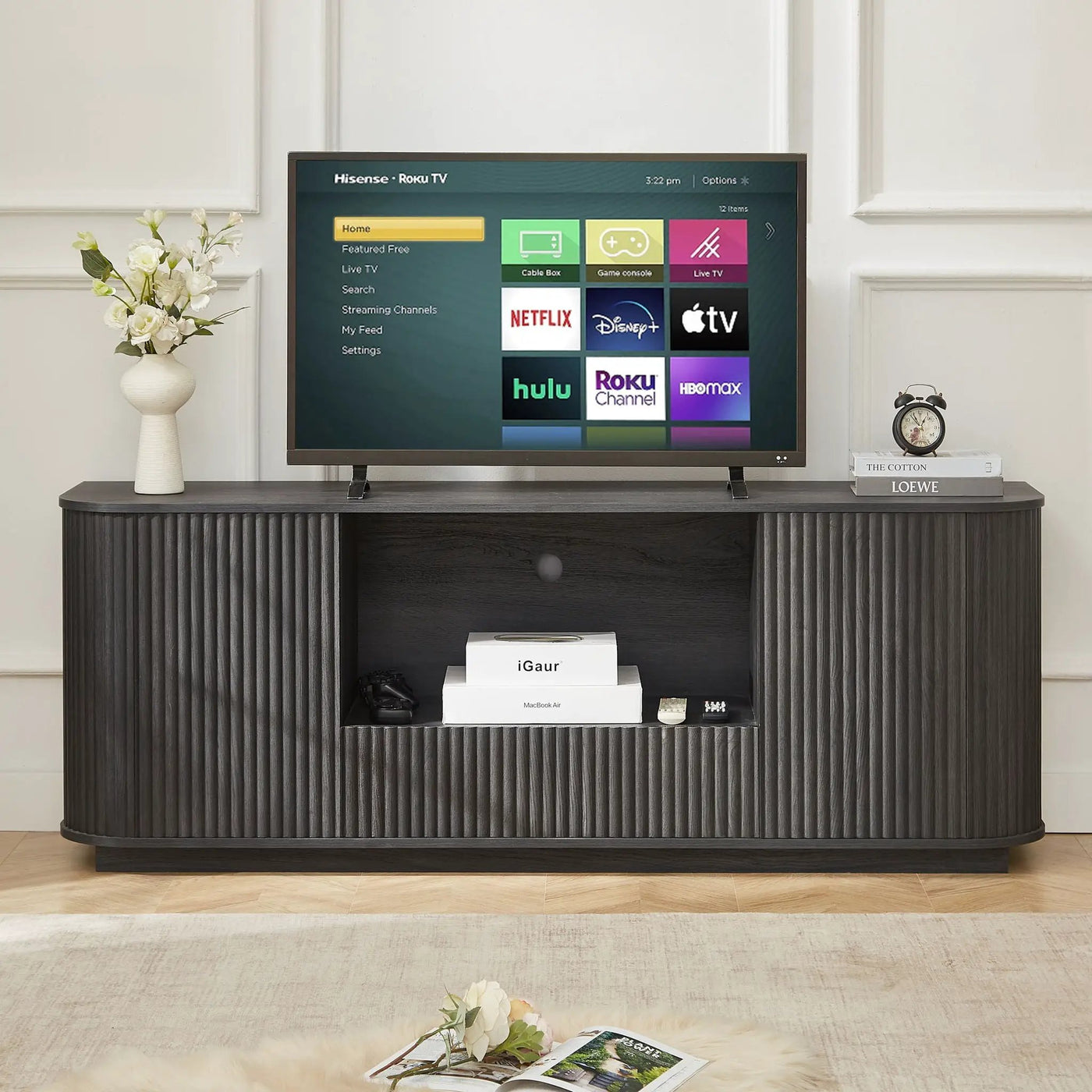 Modern Wavy TV Stand Rounded Sideboard With Storage Cabinet by HouseOfZazla