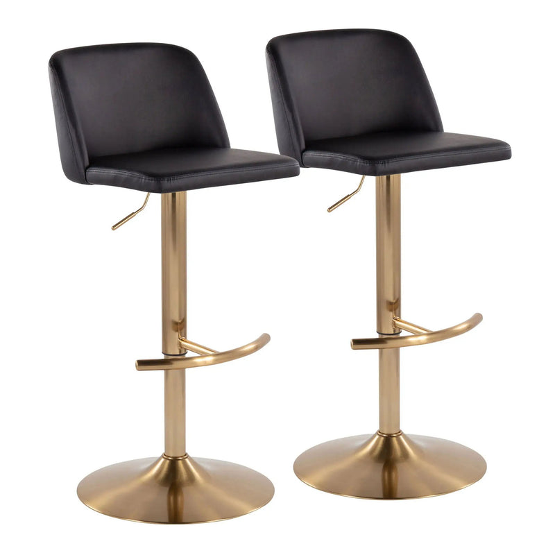 Toriano - Contemporary Adjustable Barstool With Swivel With Rounded T Footrest (Set of 2) by Unique Piece Furniture
