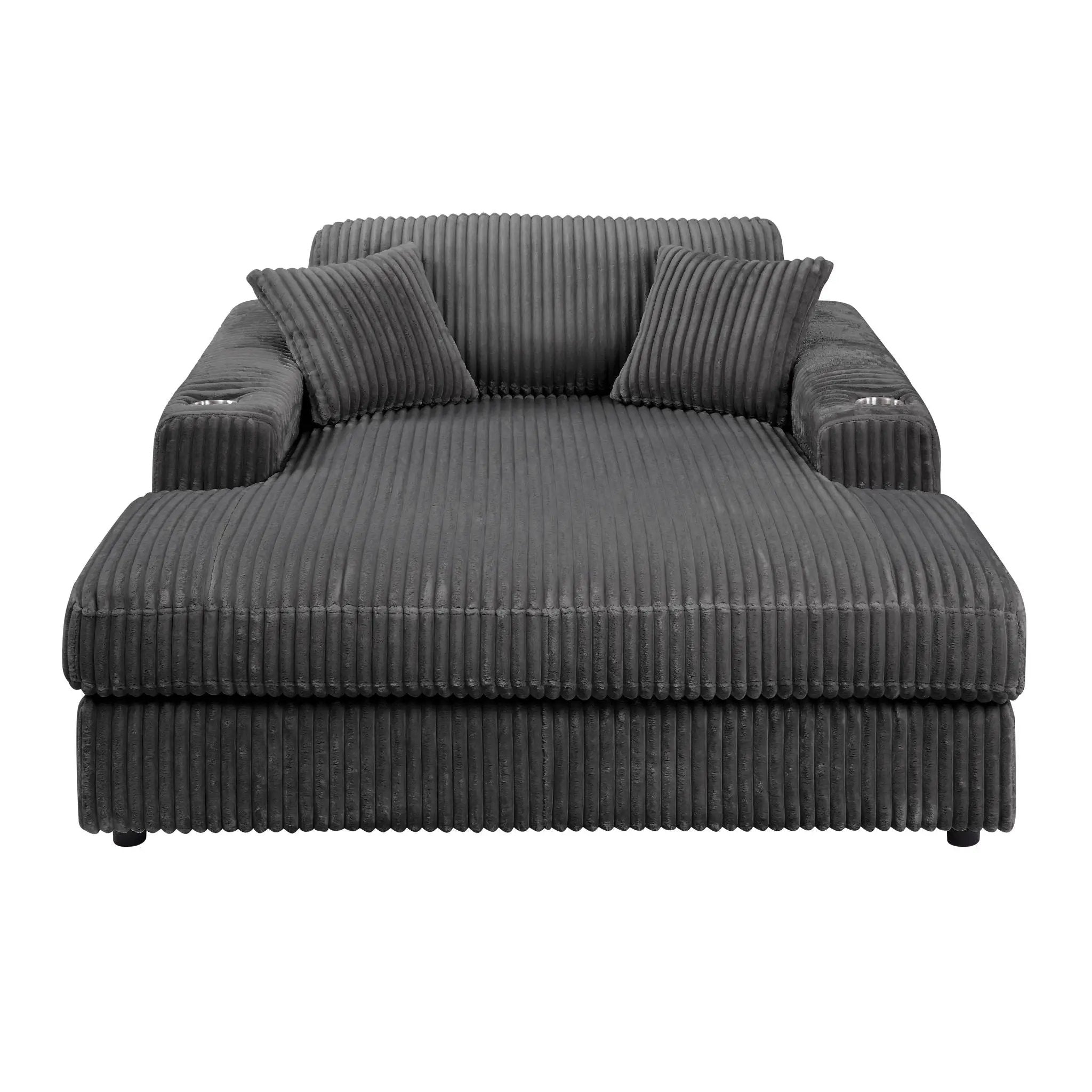 Hilde Chaise - With 2 Pillows - Dark Gray by Unique Piece Furniture