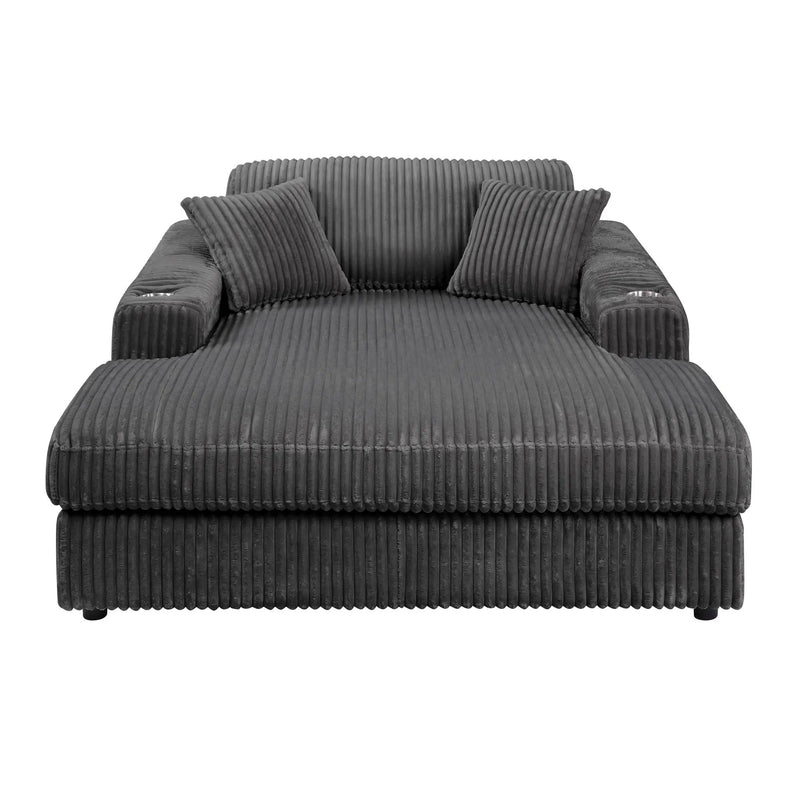 Hilde Chaise - With 2 Pillows - Dark Gray by Unique Piece Furniture