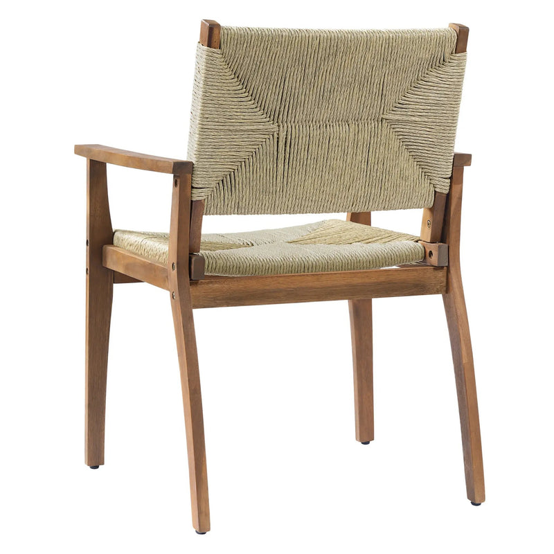 Durable Outdoor Dining Chair with Acacia Wood Frame and Wicker Seat by HouseOfZazla