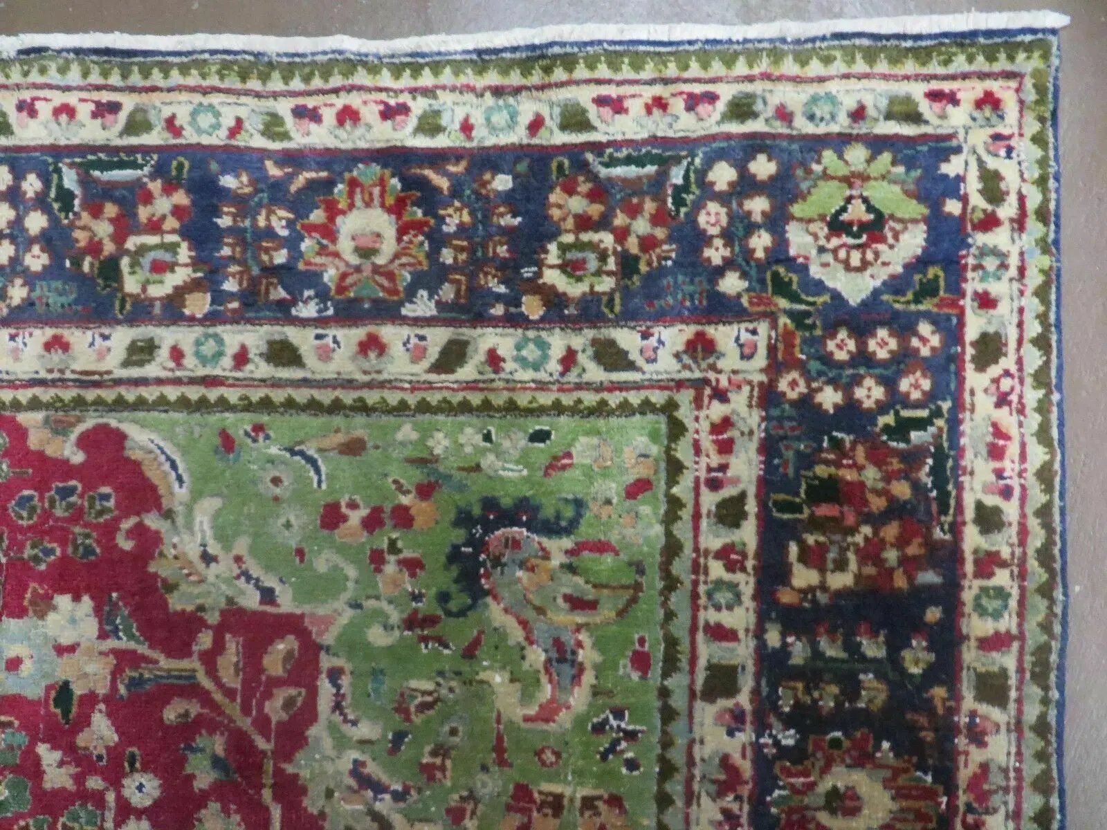 Persian Tabriz Rug 7x10, Red Blue and Green Rug, Allover Floral Medallion Rug, Hand Knotted Rug, Antique Rug 7 x 10 Vintage Wool Oriental Carpet by Jewel Rugs
