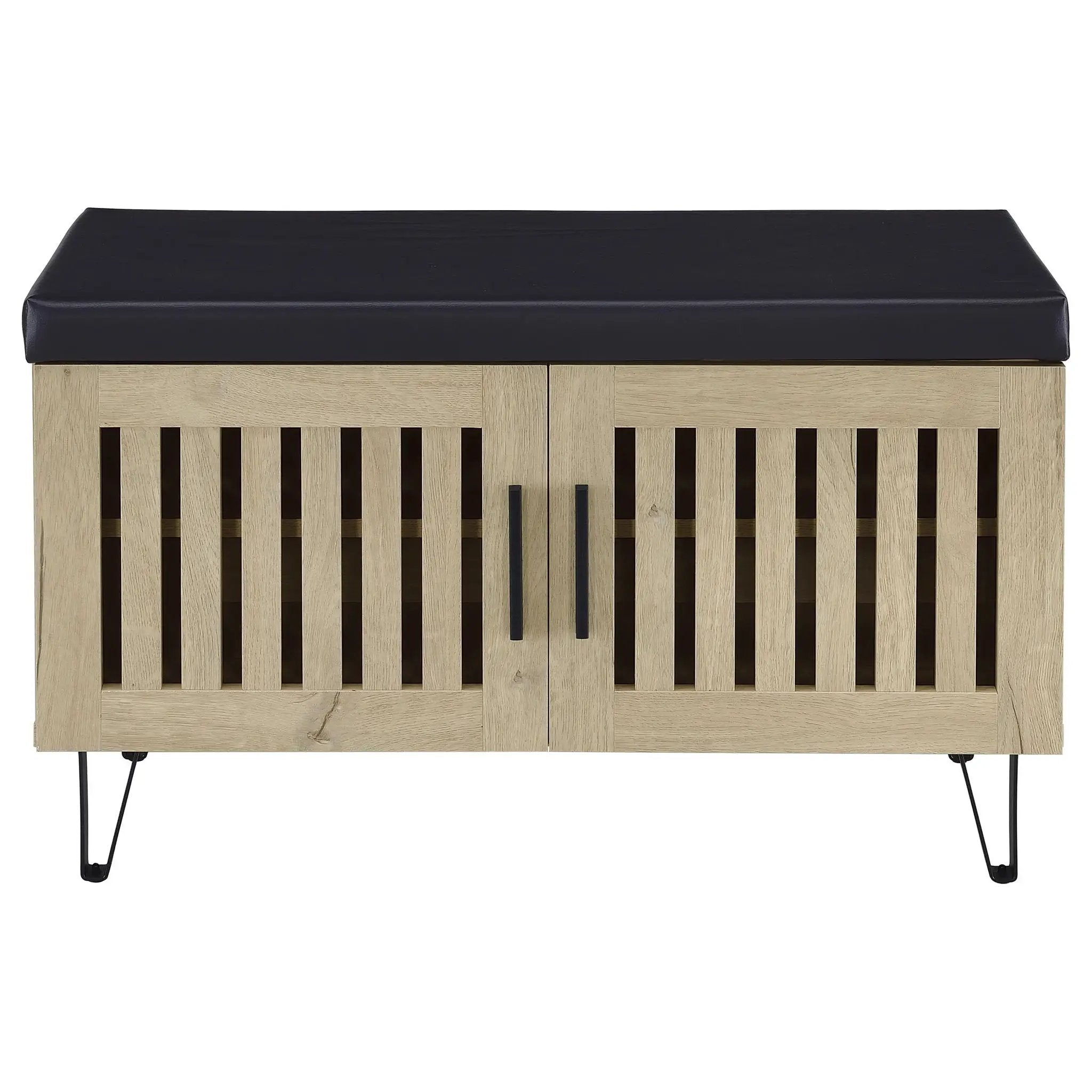 Brixton 2-door Padded Entryway Shoe Storage Bench White Oak by Unique Piece Furniture