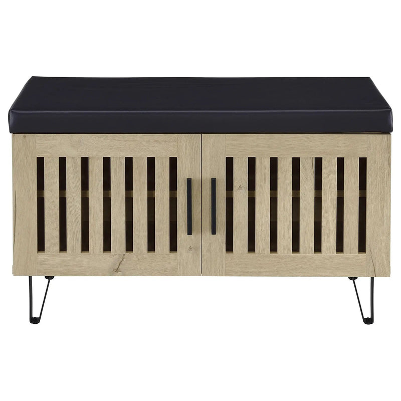 Brixton 2-door Padded Entryway Shoe Storage Bench White Oak by Unique Piece Furniture