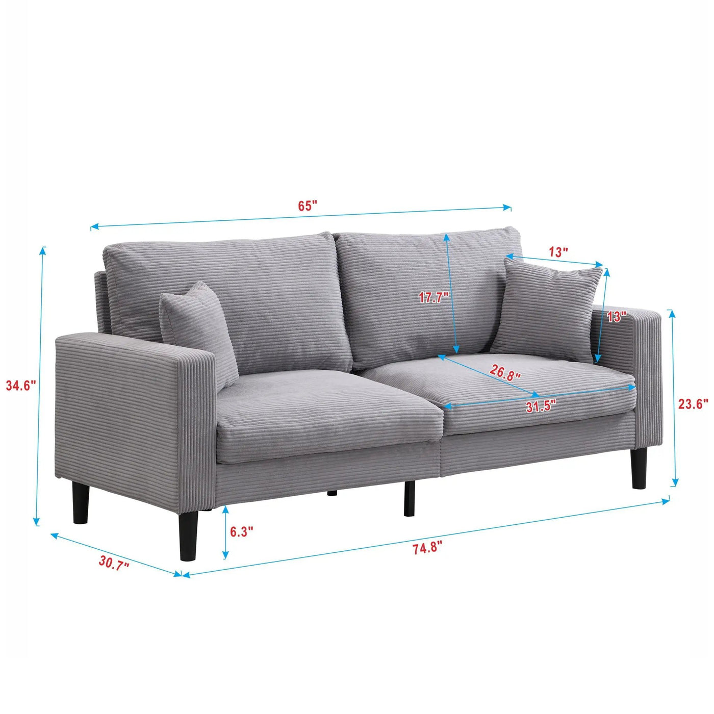 Modern Upholstered Resilience Three Seater Sofa by Unique Piece Furniture