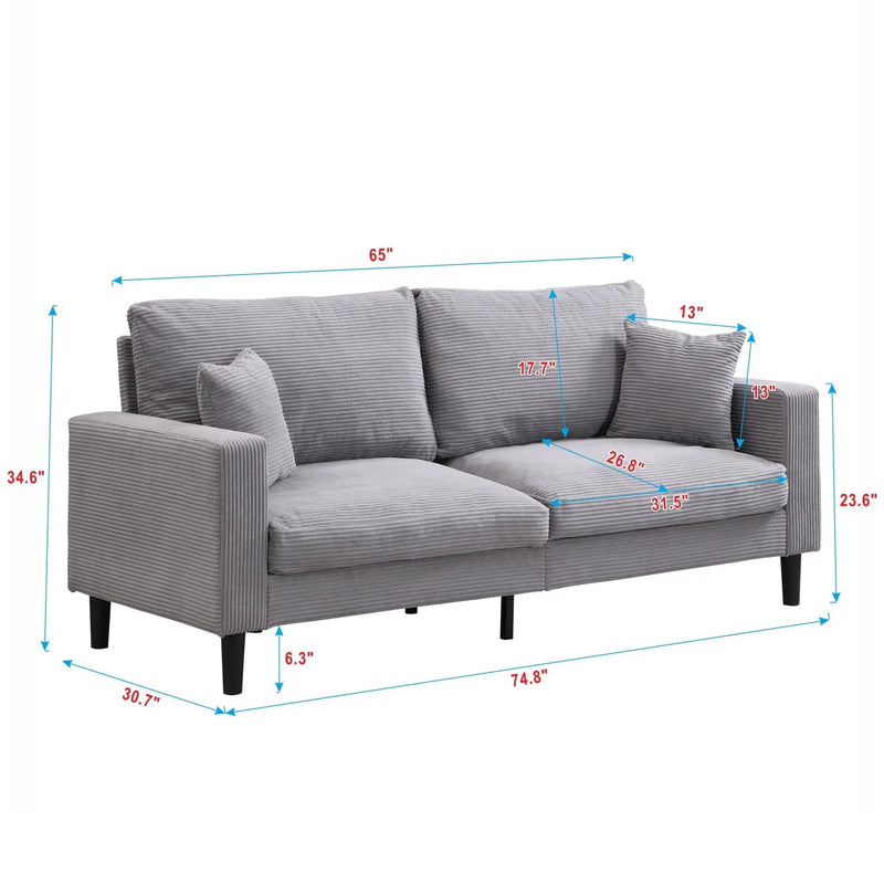 Modern Upholstered 2 Piece Sofa Set With 3 Seater And 2 Seater by HouseOfZazla