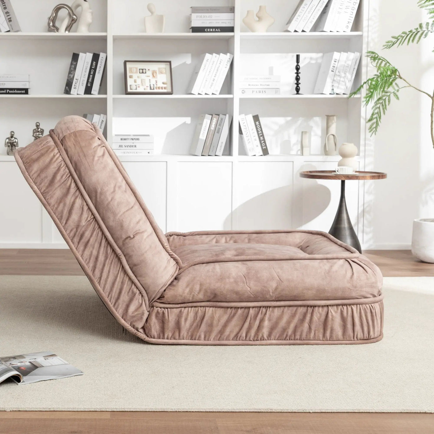 Upholstered Human Dog Bed And Pets, Bean Bag Floor Sofa With Massage Pillow, 5 Adjustable Positions & 2 Soft Pillows by Unique Piece Furniture