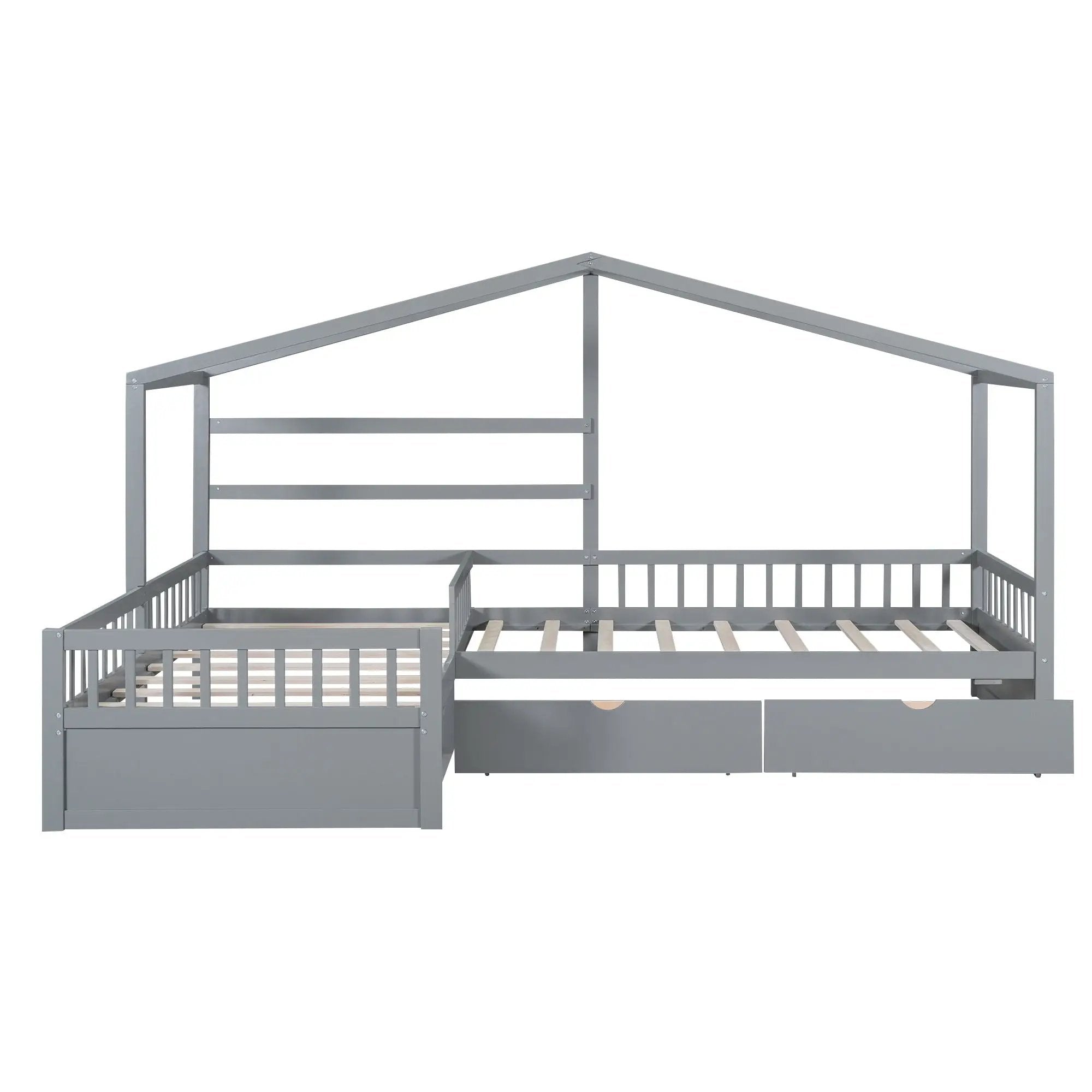 L Shape Platform Bed With 3 Storage Drawers by Unique Piece Furniture