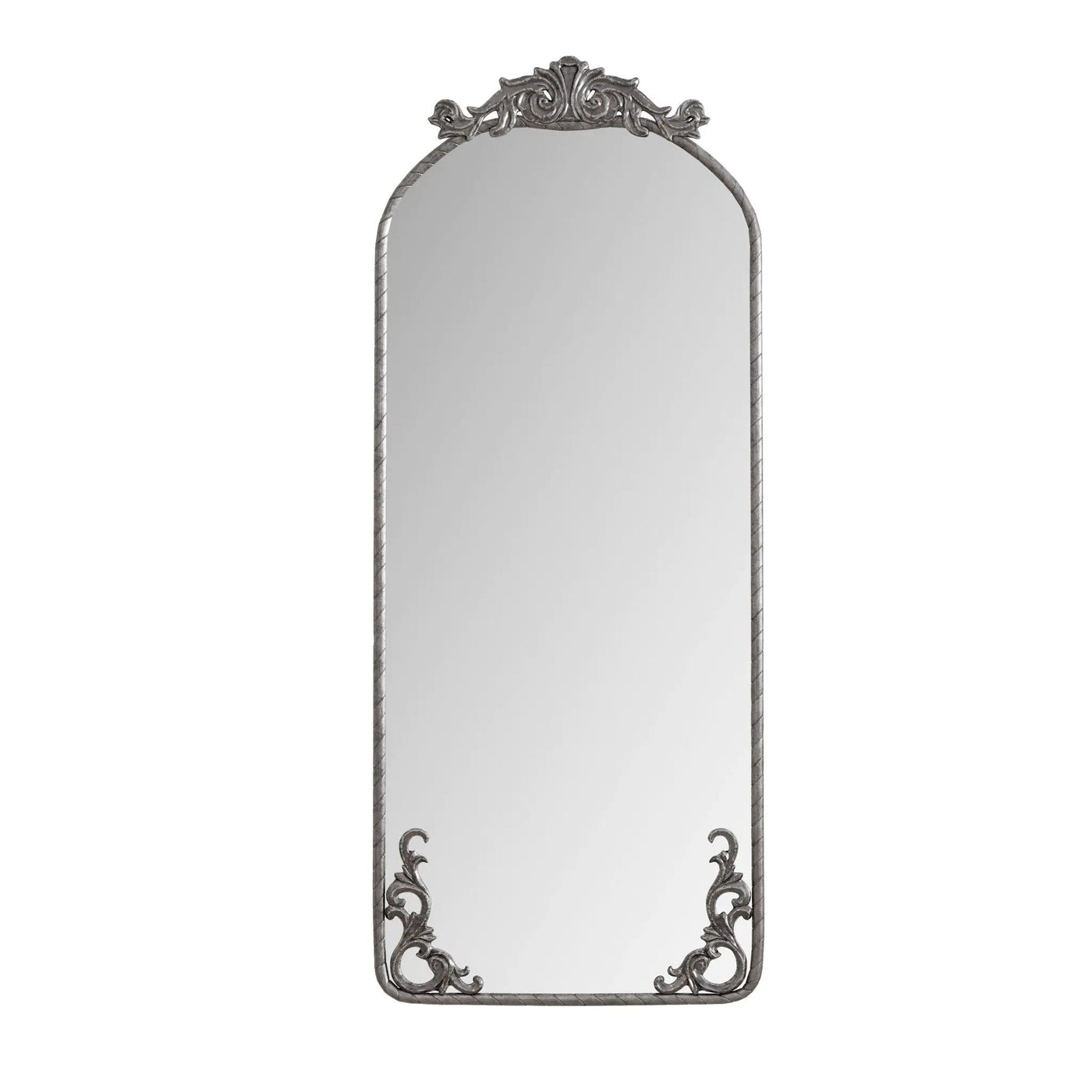 Full Body Arched Mirror With Vintage Carved Applique by HouseOfZazla