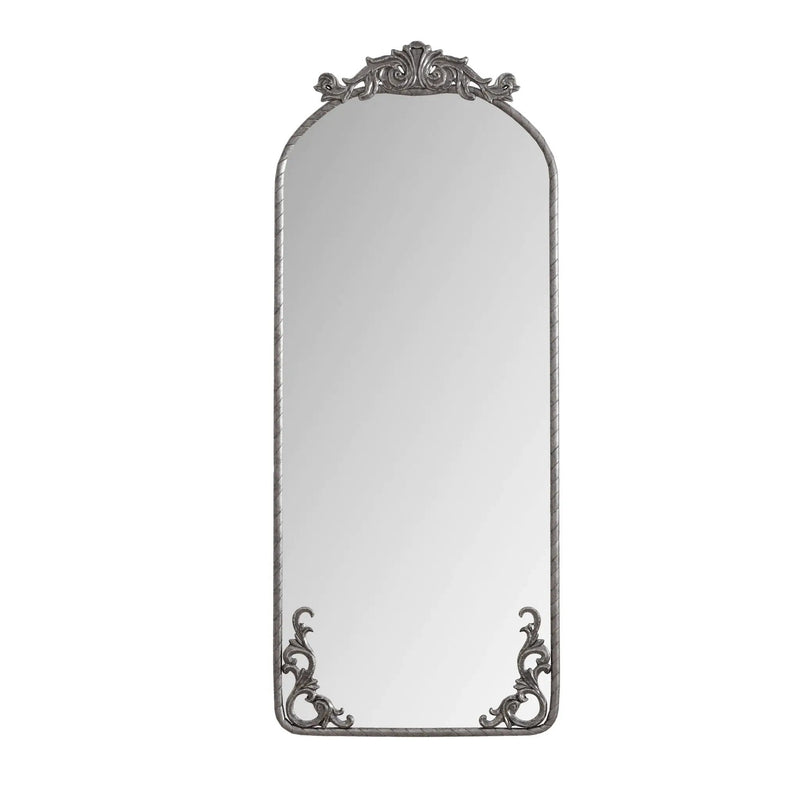 Full Body Arched Mirror With Vintage Carved Applique by HouseOfZazla