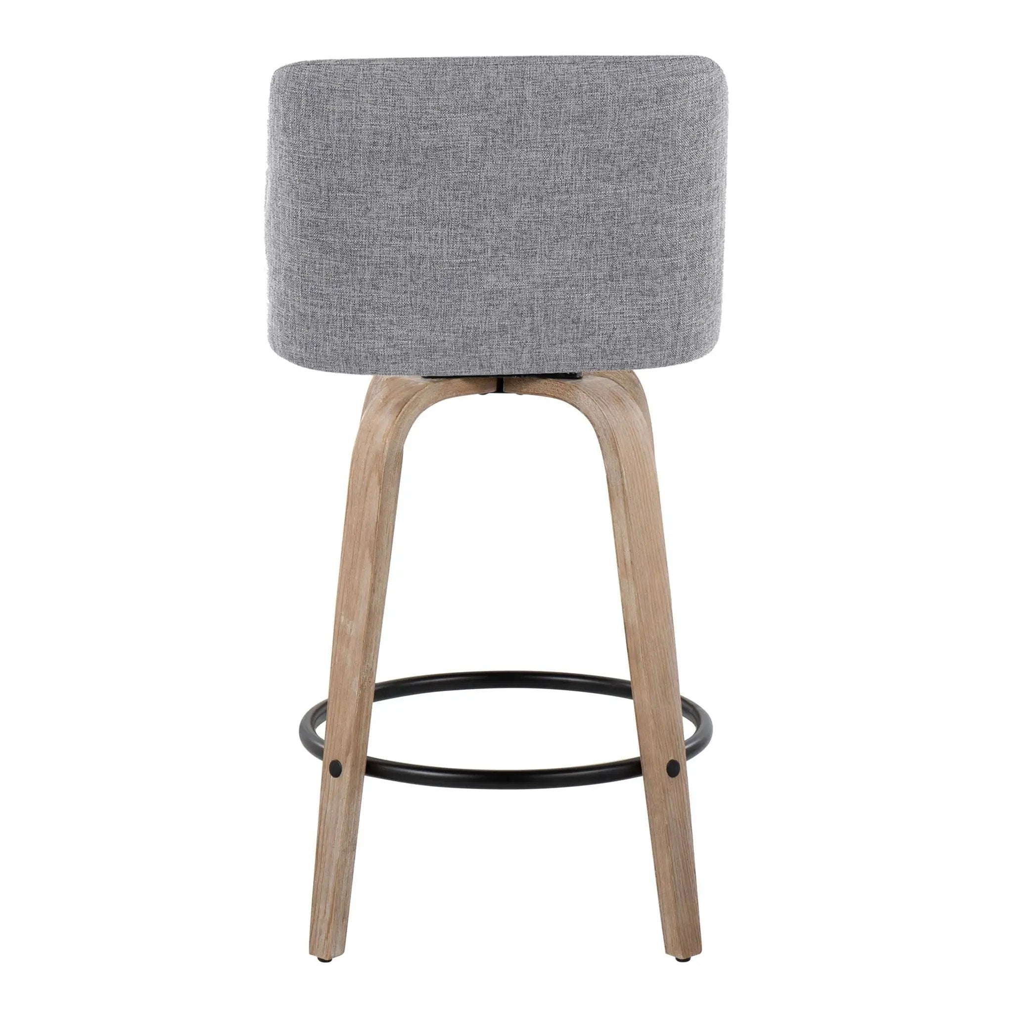 Toriano - Contemporary Fixed-Height Counter Stool & Swivel With Round Footrest (Set of 2) by HouseOfZazla