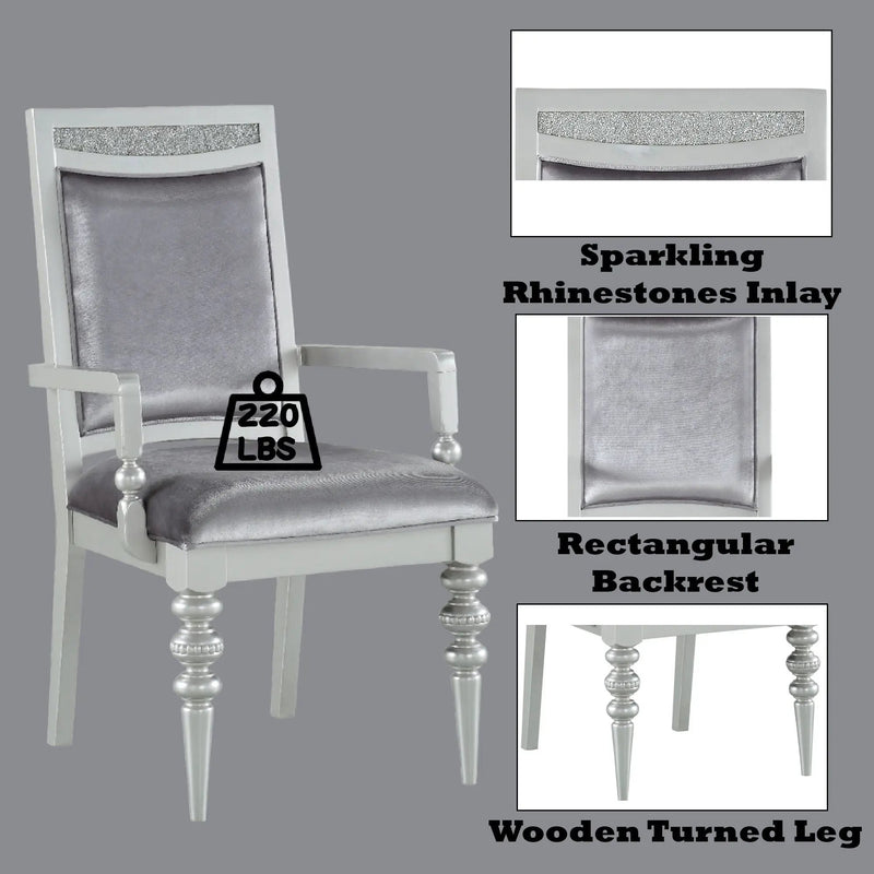 Maverick Arm Chair Set of 2 - Silver by HouseOfZazla