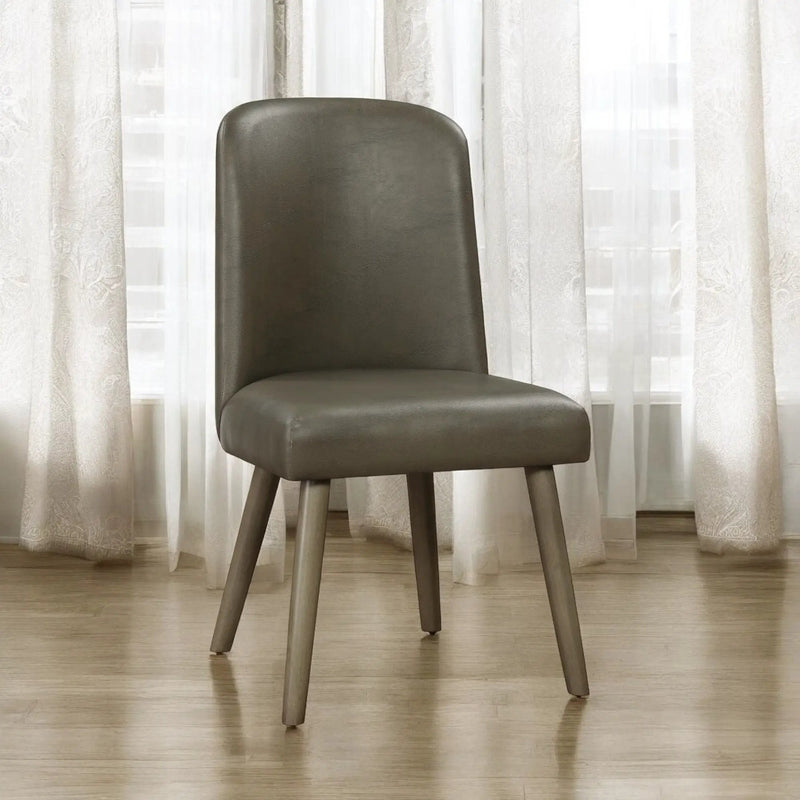 Waylon - Synthetic Leather Side Chair (Set of 2) - Gray / Oak by Unique Piece Furniture