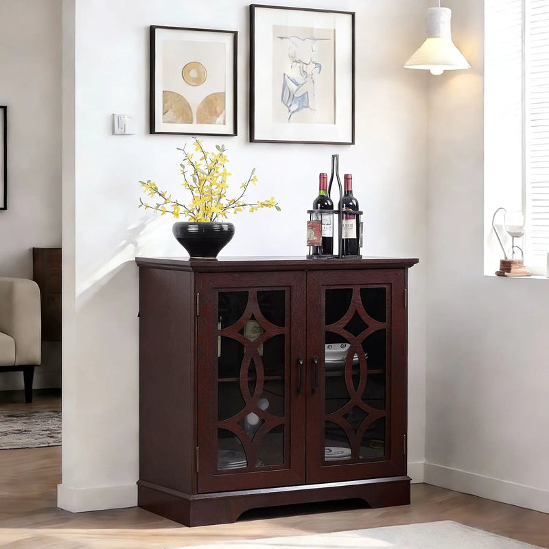 Modern Sideboard With Tempered Glass Doors - Ox Blood Red by HouseOfZazla