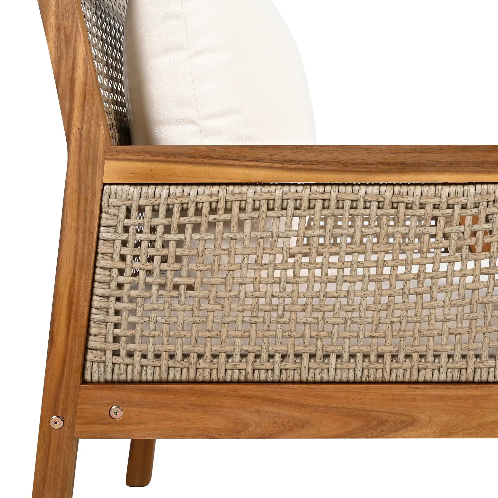Acacia Wood Patio Furniture Club Chair, Outdoor Wicker Armchair by HouseOfZazla
