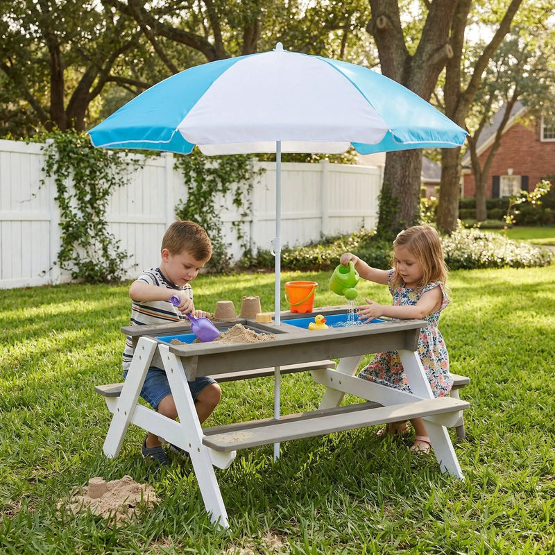 Kids Picnic Table With Sand and Water Table Conversion by HouseOfZazla