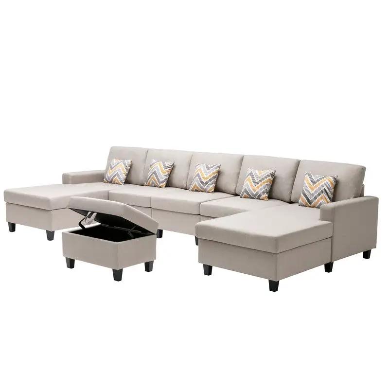 Nolan - Fabric 6 Piece Sectional Sofa With Pillows And Interchangeable Legs by HouseOfZazla