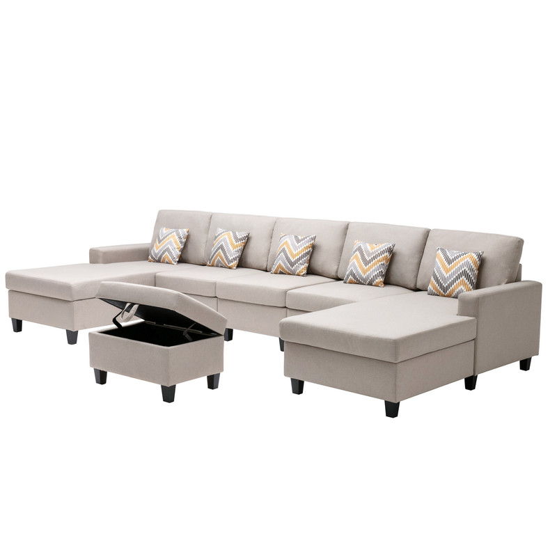 Nolan - Fabric 6 Piece Sectional Sofa With Pillows And Interchangeable Legs by HouseOfZazla