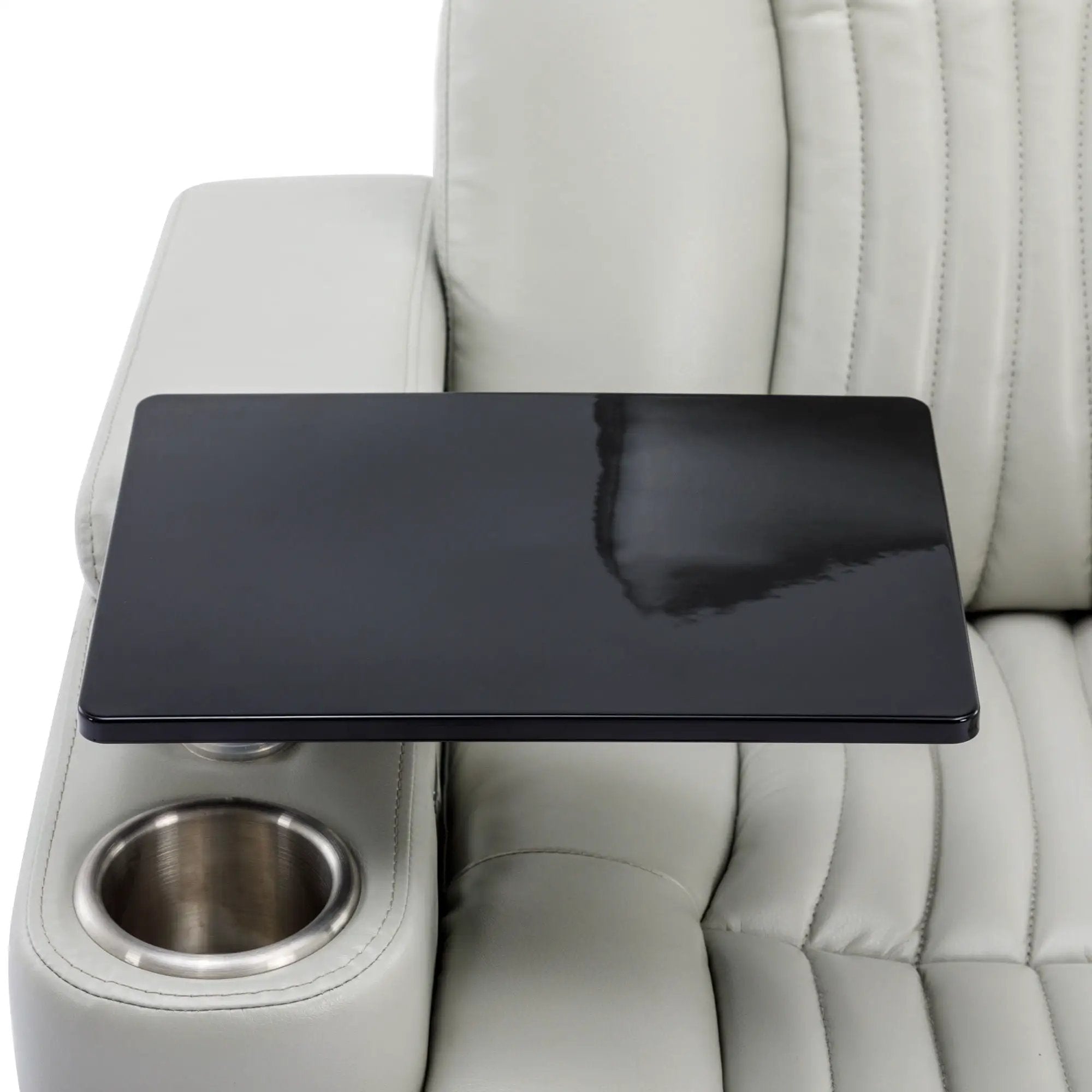 270° Power Swivel Recliner Home Theater Chair With Hidden Arm Storage, LED Light, Cup Holder, And Tray Table by HouseOfZazla