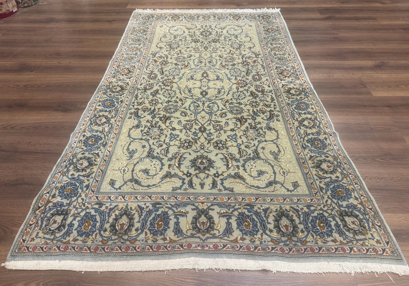 Persian Kashan Rug, Unique Colors, 225 KPSI, Light Green and Light Blue by Jewel Rugs