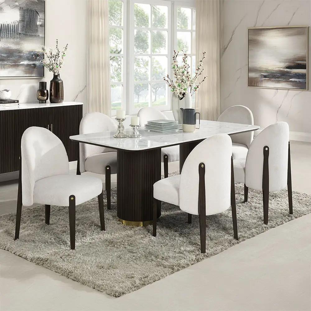 Clayten - Server - White Natural Marble Top & Espresso by Unique Piece Furniture