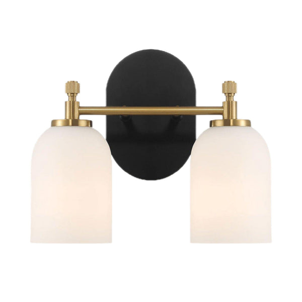 Vortex - 2 Lights Vanity In Style For Over Bathroom Mirror Wall Sconce - Black / Gold / White