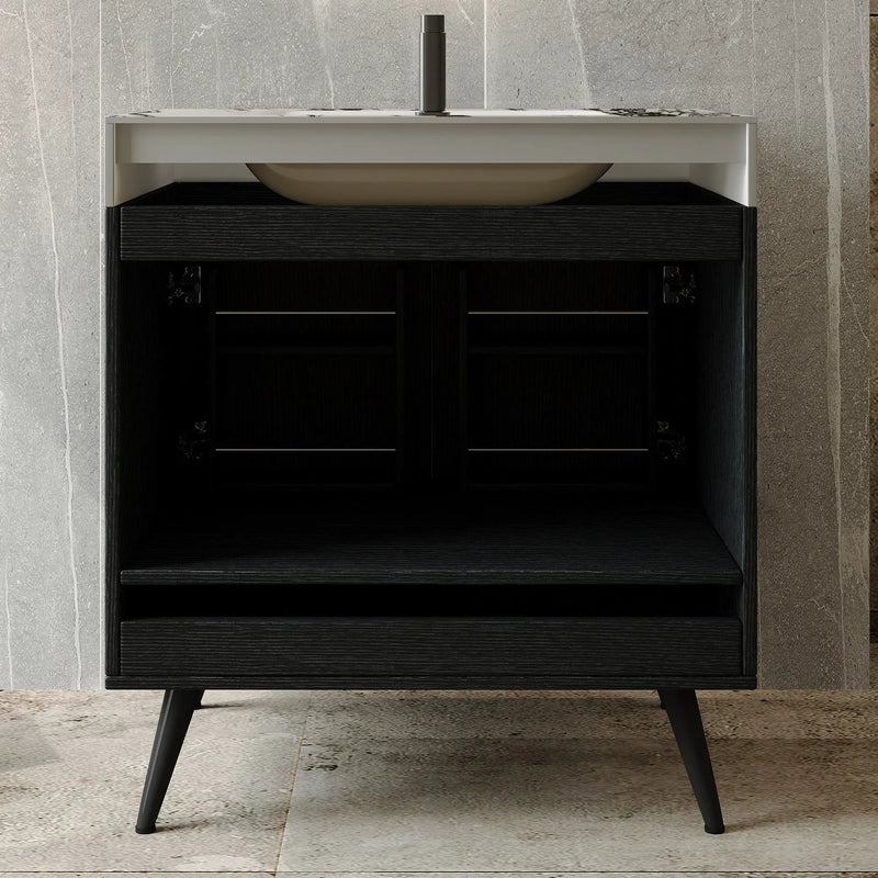 Contemporary Free-standing Bathroom Vanity with Faux Marble Top by HouseOfZazla