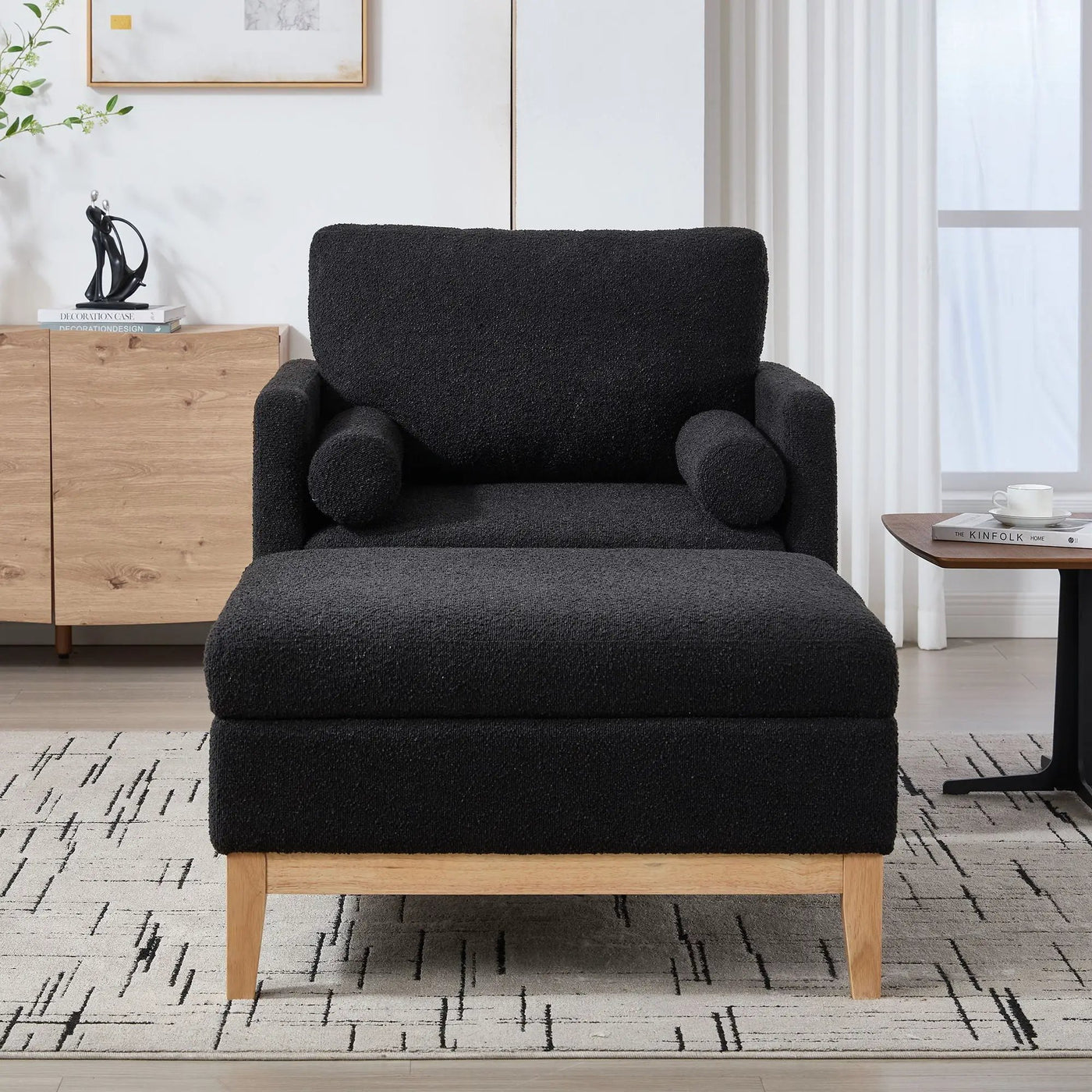 Oversized 360 Degree Swivel Barrel Accent Chair And Ottoman Set With Storage by HouseOfZazla