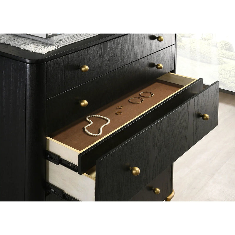 Anser - 5 Drawer Chest, Bedroom Storage Furniture - Black by HouseOfZazla