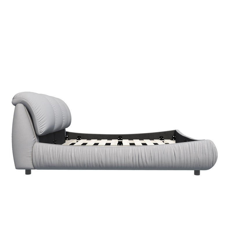 Luxury Upholstered Platform Bed With Oversized Padded Backrest And Solid Wood Frame by HouseOfZazla