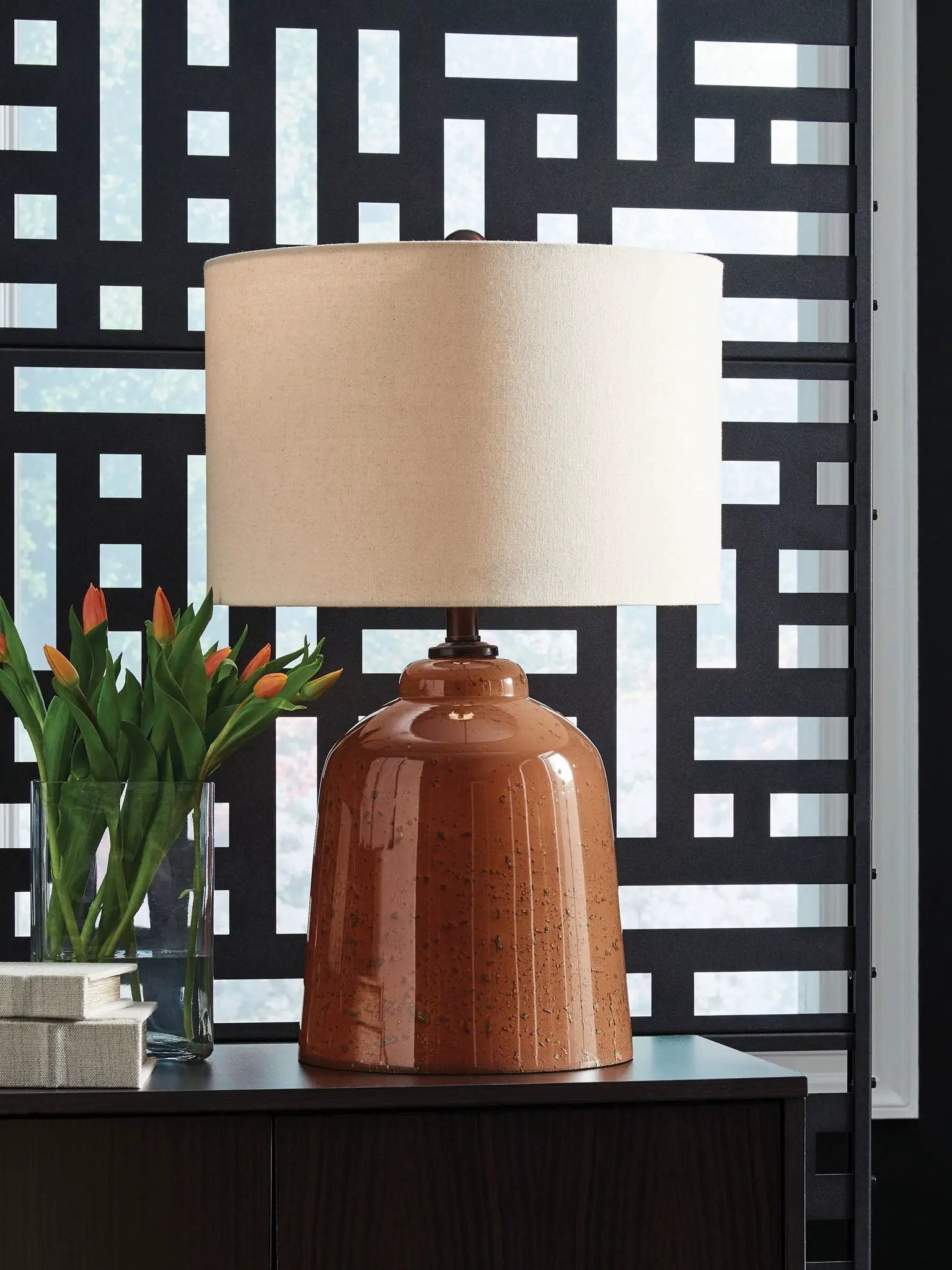 Aaleahya - Glass Table Lamp - Rust by Unique Piece Furniture