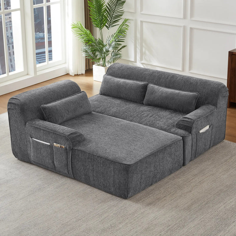 Chenille L-Shape Luxury Sectional Sofa by HouseOfZazla