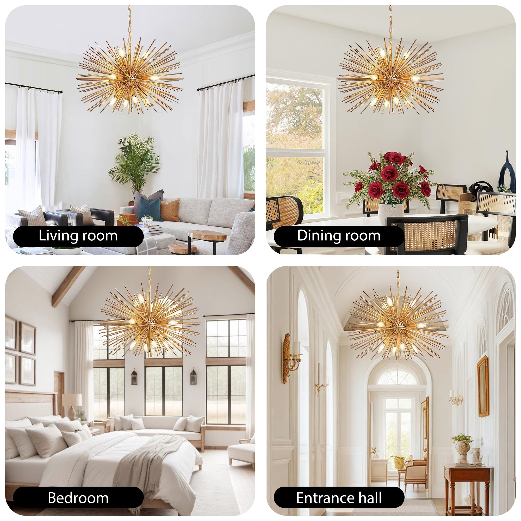 29" Mid-Century Modern 12-Light Starburst Chandelier by HouseOfZazla