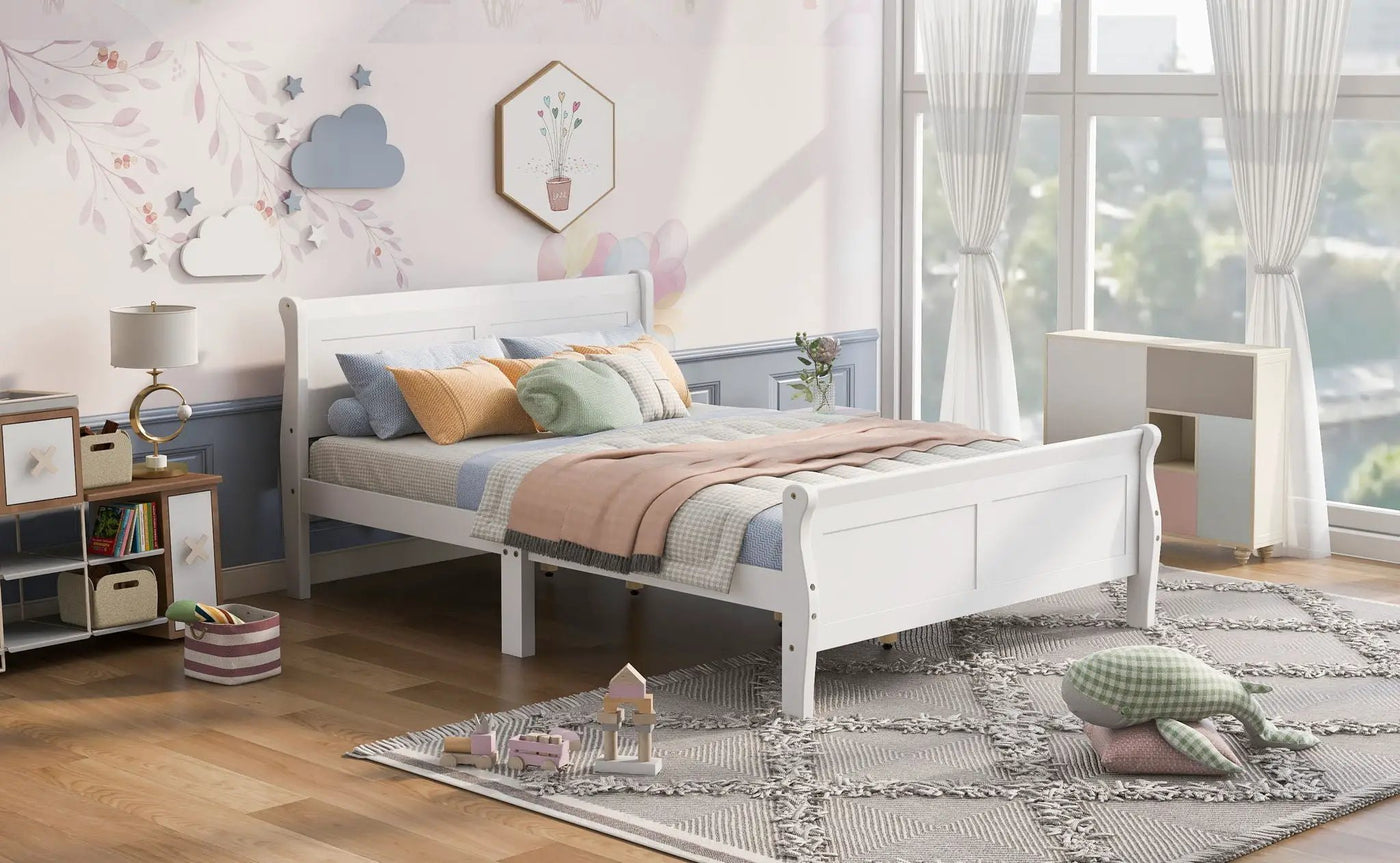 Platform Bed Frame Mattress Foundation Sleigh Bed With Headboard / Footboard / Wood Slat Suppor by Unique Piece Furniture