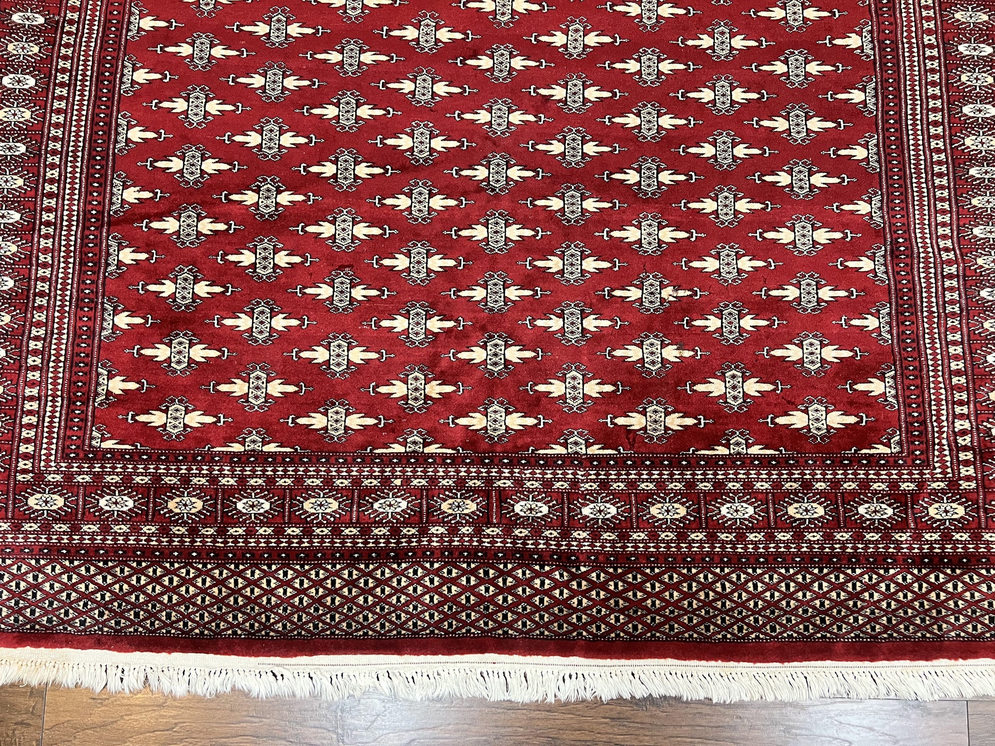 Pakistani Turkoman Bokhara Rug 6x9, Fine Wool Vintage Hand Knotted Handmade Yamud Oriental Carpet 6 x 9, Red Turkoman Rug, Tribal Rug by Jewel Rugs