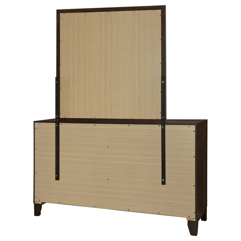 Welsley 6-drawer Dresser and Mirror Walnut by Unique Piece Furniture