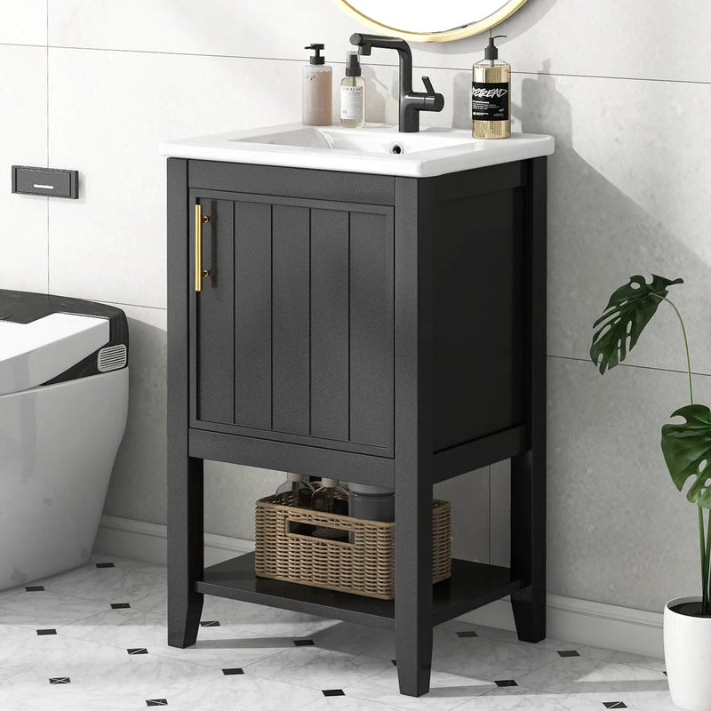 20" Bathroom Vanity with Sink and Storage Rack by HouseOfZazla