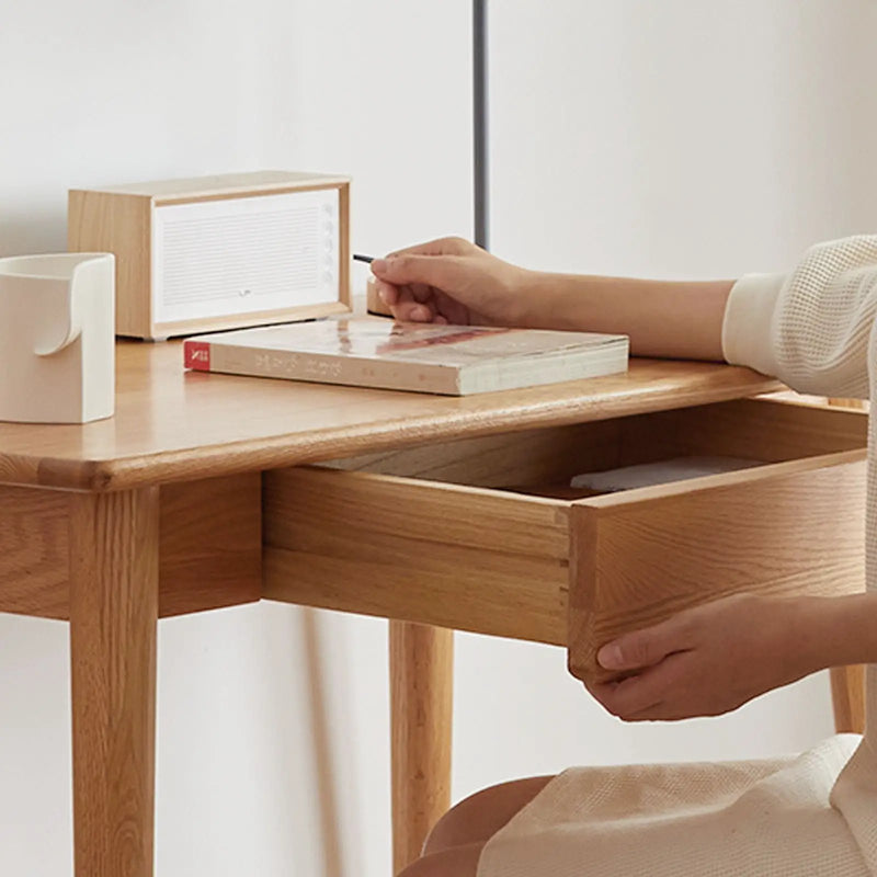 Computer Study, Work Desk Dressing Table Slim With Drawer - Oak Natural by HouseOfZazla