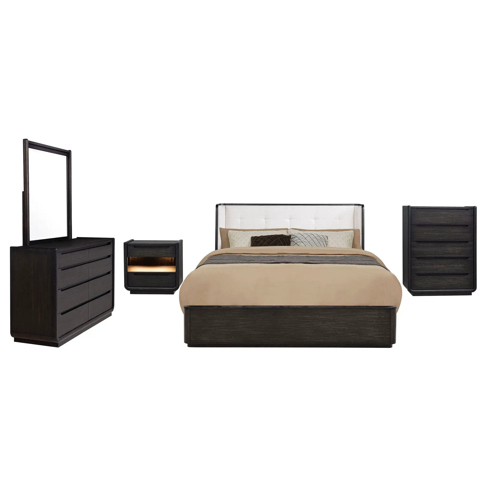 Leandro 5-piece Queen Bedroom Set Burnished Black by Unique Piece Furniture