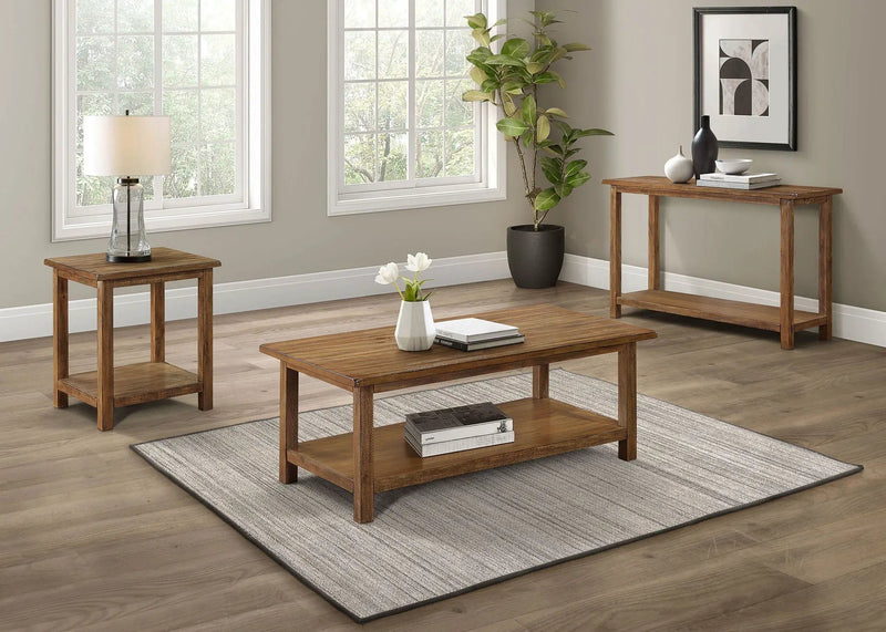 Payne Wood Coffee Table with Shelf Distressed Brown by Unique Piece Furniture
