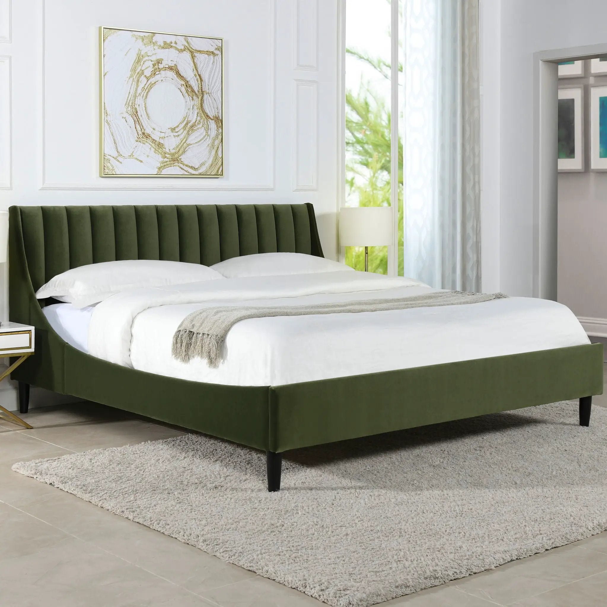 Aspen - Vertical Tufted Modern Headboard Platform Bed Set by HouseOfZazla