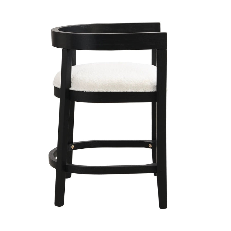 Modern Rubberwood Counter Stool Set With Upholstered Seats