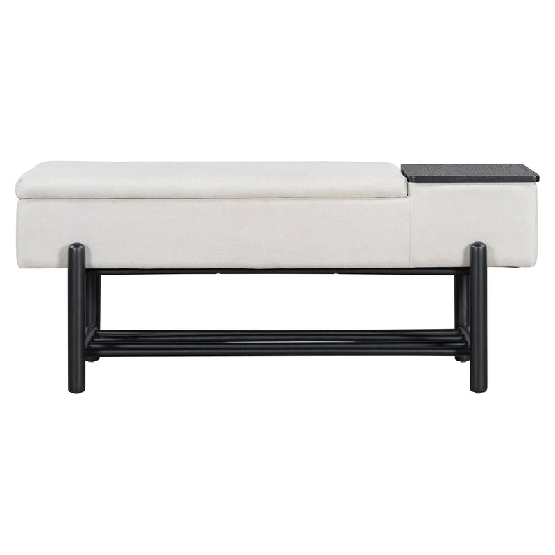 TREXM Farmhouse Upholstered Storage Bench with Hidden Compartment by HouseOfZazla